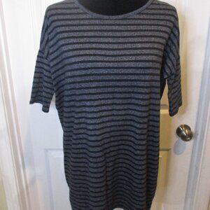 LuLaRoe Irma Heathered Gray and Black Stripe Tunic XXS NWOT